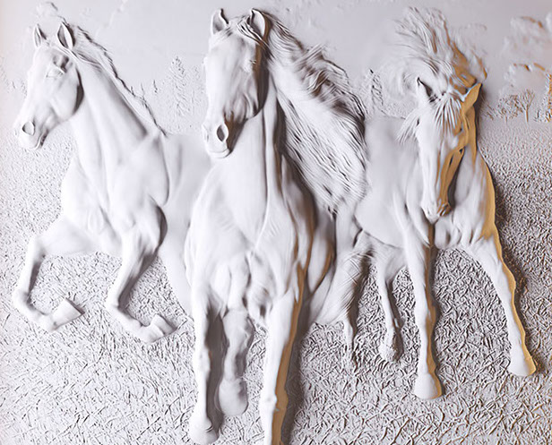 molds for bas-relief of horses